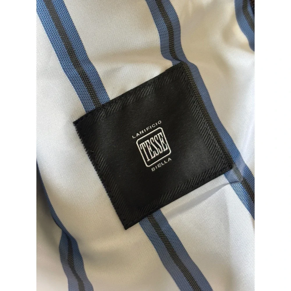Hugo Boss Mens 38R Sport Coat Blue Plaid Virgin Wool Lanificio Tesse Biella
